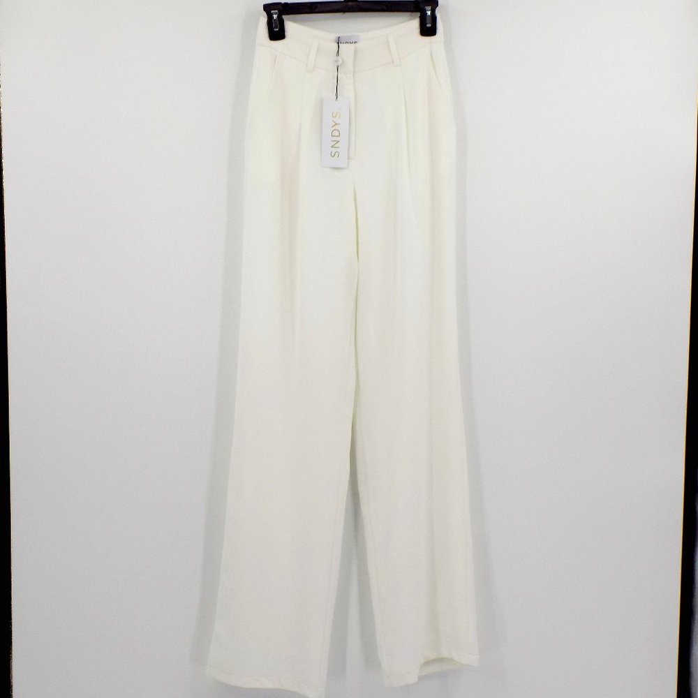 SNDYS. Women's Ivory Lined Wide Leg Dress Pants